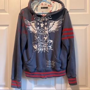 Women’s Don Ed Hardy Hooded Jacket Small Christian Audigier Forever Anchors